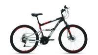 Велосипед FORWARD ALTAIR MTB FS 26 2.0 D, колесо 26'', рост 18'', сезон 2023-2024, черный/красный