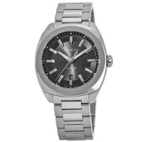 Часы наручные мужские Gucci YA142301 кварцевые на стальном браслете серебристого цвета с минеральным стеклом водонепроницаемостью WR100 (10 атм)