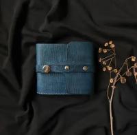 Кожаный кошелёк, синий, женский/мужской, из состаренной кожи