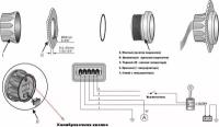 Тахометр 0-8000 об/мин со счетчиком моточасов делитель 1-10, белый циферблат, нержавеющий ободок JMV00252_KY07107