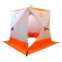 Палатка зимняя куб следопыт 1,5 х1,5 м, Oxford 240D PU 1000, S по полу 2,2 кв.м, цв. оранжевый/бел, PF-TW-01