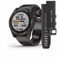 Умные часы Garmin Fenix 7x Sapphire Solar титановый серый, титановый браслет и ремешок