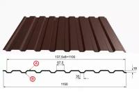 Профнастил коричневый оцинкованный RAL 8017 С-20