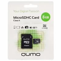 Карта памяти MicroSD 8GB Class 4 Qumo+SD адаптер