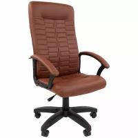 Кресло руководителя Helmi HL-E80 «Ornament» LTP, экокожа коричневая, мягкий подлокотник, пиастра