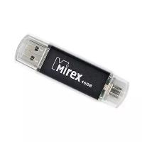 Флешки Mirex Флешка Mirex SMART BLACK, 16 Гб, USB2.0, USB/microUSB, чт до 25 Мб/с, зап до 15 Мб/с, черная