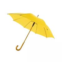 Зонт трость полуавтоматический с деревянной ручкой, желтый