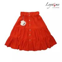 Кораллово-красная детская юбка с оборками