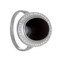 Серебряное кольцо 'Классик' с агатом и фианитами