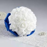 Букет-дублер для невесты из латексных цветков, бело-синий