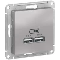 Розетка USB Systeme Electric (schneider Electric) SCHNEIDER ELECTRIC ATLASDESIGN, 5В/2,1 А, 2х5В/1,05 А,механизм, Алюминий, ATN000333