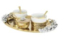 Чайный набор на 2 персоны: поднос, 2 чашки, 2 ложки, сахарница с ложкой (Гамма)