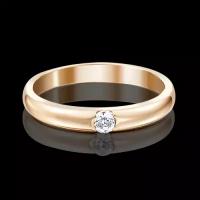 PLATINA jewelry Обручальное кольцо из красного золота с фианитом 01-3149-00-401-1110-03, размер 16,5