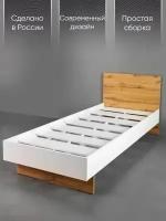 Кровать односпальная MODUL с изголовьем 90х200 см, Дуб Крафт/Белый