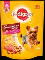 Корм сухой для взрослых собак PEDIGREE с говядиной, для миниатюрных пород, полнорационный, 600г