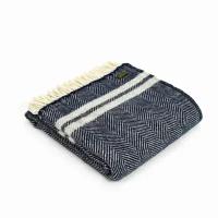 Плед шерстяной Tweedmill (Великобритания) Lifestyle Fishbone - Navy/Silver Grey