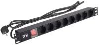 ITK PH12-8D1 PDU 8 розеток нем. ст, с LED выкл,1U, шнур 2м вилка нем. ст PH12-8D1