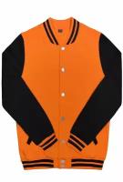 Куртка бомбер / Street Style / Varsity Classic Jacket V 2 / оранжевый с чёрными рукавами / (M)