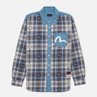 Мужская рубашка Evisu Heritage Yarn Dye Check Monogram синий, Размер M