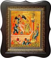 Анания, Азария и Мисаил отроки мученики. Икона на холсте. (15 х 18 см / В фигурном киоте под стеклом)