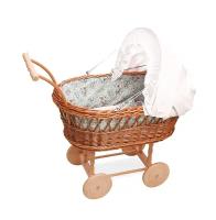 Petitcollin Wicker Doll Pram (Коляска Петитколлин для кукол до 40 см с цветочками)