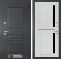Входная металлическая дверь для дома с терморазрывом ATLANTIK с внутренней панелью 02 сандал белый стекло черное, размер по коробке 960х2050, левая