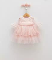Платье с рукавом на малышку 6-9 месяцев