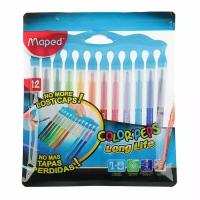 Фломастеры 12 цветов, Maped Color Peps Long Life, смываемые, заблокированный пишущий узел, нетеряемый колпачок