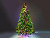 Искусственная елка с гирляндой Власта 210 см, 700 разноцветных/теплых белых LED ламп, контроллер, литая + ПВХ, CRYSTAL TREES KP6021