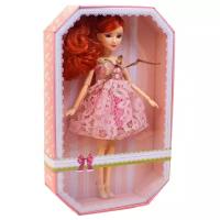 Кукла рыженькая в розовом платье, шарнирная 30 см в подарочной упаковке КНР