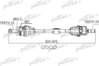 Полуось передний мост справа 25x925x70x25 abs:48t kia rio [tc] 06 - mt PATRON арт. PDS0519