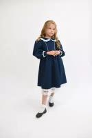 Платье для школы/ школьное платье / нарядное платье/ платье с подъюбником, размер 140, цвет насыщенный синий