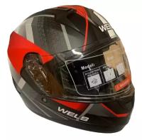 Шлем WELS M67, двойной визор, DOT (черно-красный матовый, S)