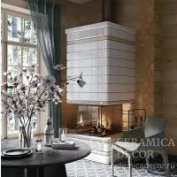 Изразцы для камина CeramicaDecor, коллекции Брикс. Цвет: Белый Антик, Карамель