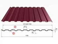 Профнастил С20 0,35х1150х2000 мм винно-красный RAL 3005