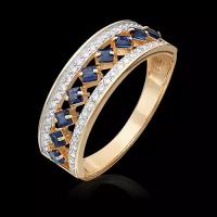 PLATINA jewelry Золотое кольцо с бриллиантами и сапфирами 01-0585-00-105-1110-30, размер 17,5