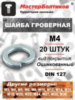 Шайба гроверная М 4 оцинкованная DIN 127 (20 штук)