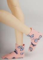 Dollmore Tabiya Socks Pink (Розовые носочки с нарисованными бантиками для кукол Доллмор)