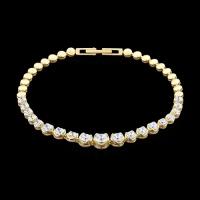 PLATINA jewelry Браслет из желтого золота с Swarovski Zirconia 05-0561-00-501-1130-38, размер 17