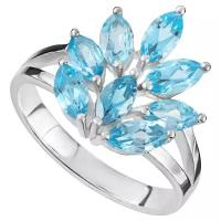 Серебряное кольцо с натуральным голубым топазом (Swiss) - размер 20 / Без покрытия