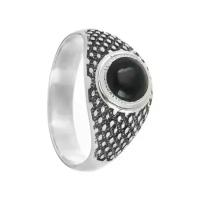 Серебряное кольцо 'Осирис' с чёрным агатом