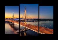 Модульная картина на стекле | Diva Kartina | Город. Санкт-Петербург. Вид на ночной мост | 100X70 см