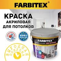 Краска акриловая Farbitex для потолков матовая белоснежный 1.1 кг