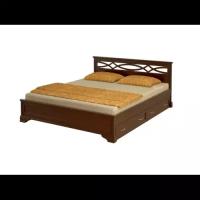 Кровать с ящиками двуспальная из массива дерева Лира, спальное место (ШхД): 140х200, цвет: венге