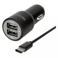 Автомобильное зарядное устройство Interstep 49407, 2xUSB, USB type-C, 2.4A, черный [is-cc-typcqcrtb-000b201]