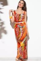 Длинное летнее платье на бретелях Angela Ricci (6229, оранжевый, размер: 44)