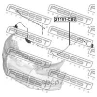 Тросик привода открывания замка капота, 21101CB8 FEBEST 21101-CB8