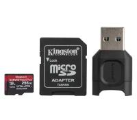 Карта памяти Kingston MicroSDXC 256GB Kingston Canvas React Plus UHS-II U3 V90 A1, с адаптером и USB-ридером 260/300Mb/s