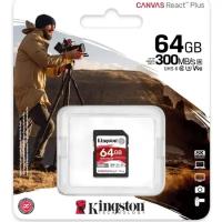 Карта памяти Kingston Canvas React Plus SDXC UHS-II U3 V90 64Gb (300/260 Mb/s)