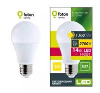 Светодиодная лампа FOTON LIGHTING FL-LED A60 14W E27 2700К 220В 1360Лм d60x118 (упаковка 10шт)